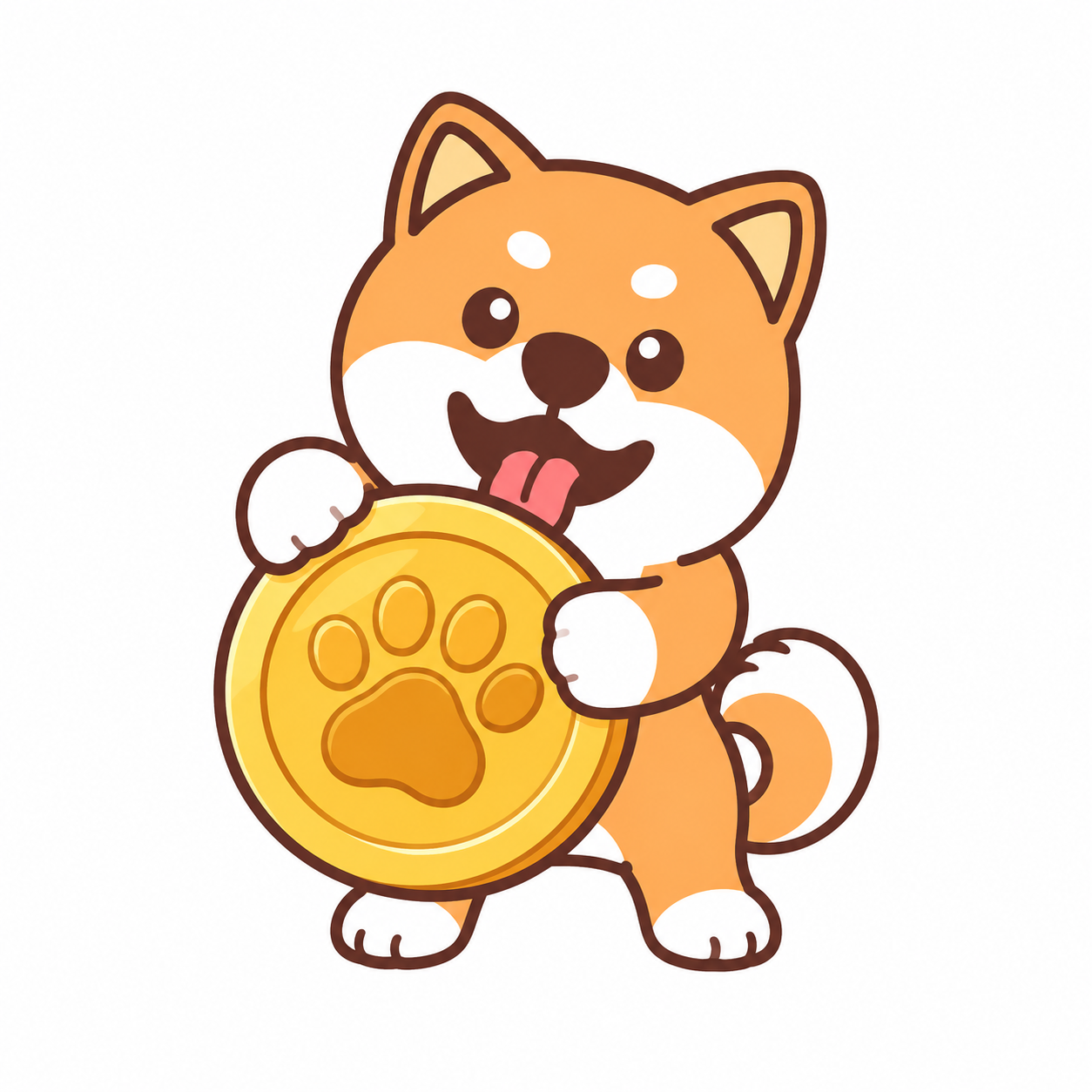 KuttaCoin dog holding a paw-print coin