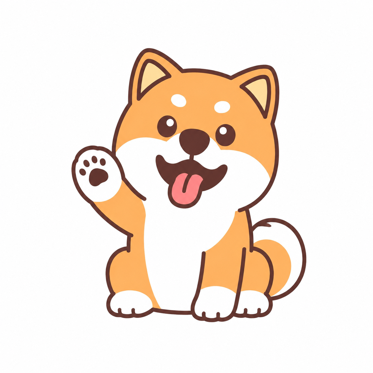 Cute orange and white KuttaCoin dog waving